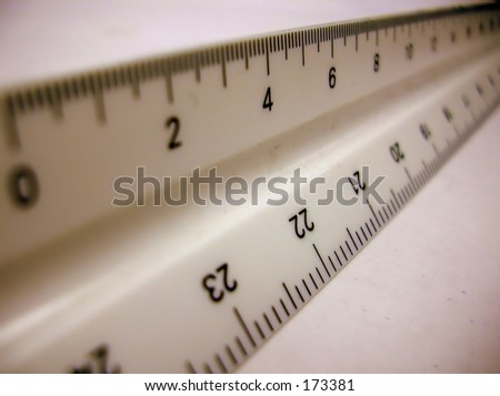 A white ruler image from lower left to upper right in frame