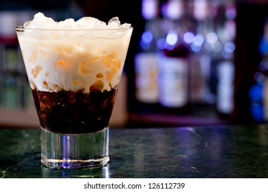 White Russian Cocktail On The Background Of The Bar