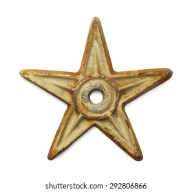 White Rusty Metal Star Isolated On White Background.