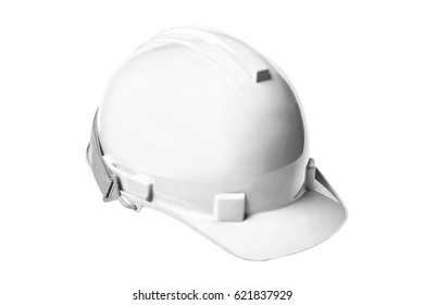 White Safety Helmet Isolate On White Background