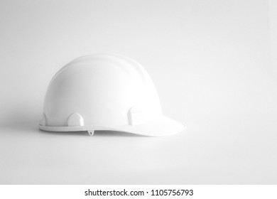 White Safety Helmet  On White Background, Industrial Workers Or Construction  Protect For Security Head, For Safety Project Of Workman An Engineer Construction Site To Job Team