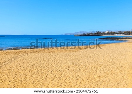 White sand beach located in Lanzarote . Playa Del Reducto Arrecife Foto stock © 