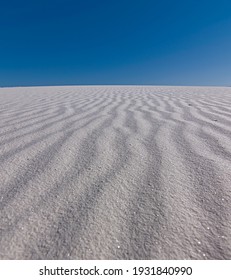 White Sand Dunes Showing Wind Ripples In Formations Of Gypsum Hills At National Monument Park In Southwest North America Mexico Natural Area.