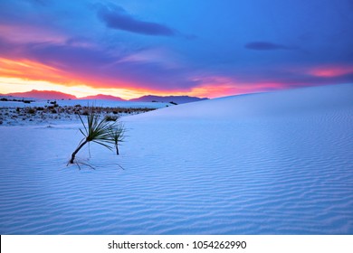 White Sands National Monument In New Mexico, At Sunset.