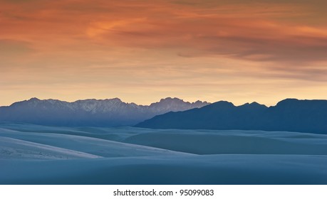 White Sands National Monument At Sunset