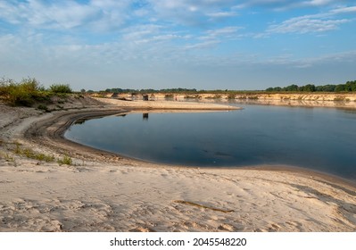 The White Sands Of The Shoals At The Turns Of The Big River. Oka River, Ryazan Region, Russia.