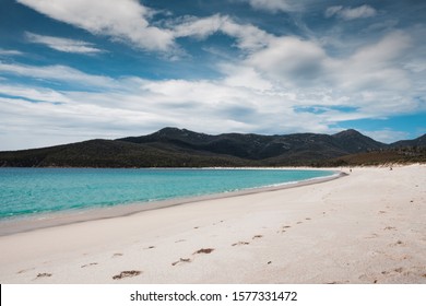 White sandy beach at Wineglass bay, Tasmania