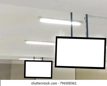 
White Screen At The Conference  For Advertisement To Display Product And Business Promote.