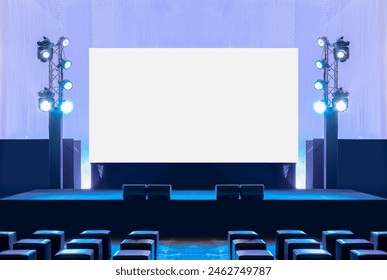 White screen display on stage at business presentation exhibition