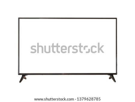 White screen LED TV television isolated on white background