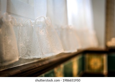 White See Through Window Curtain In Toilet Bathroom