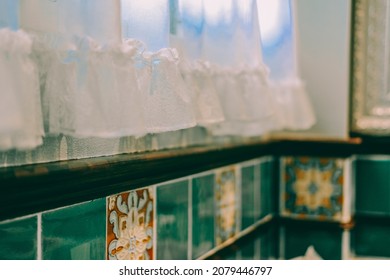 White See Through Window Curtain In Toilet Bathroom