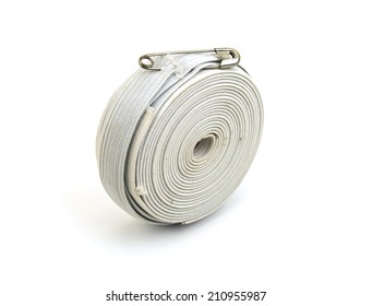 White Sewing Elastic Band On A White Background