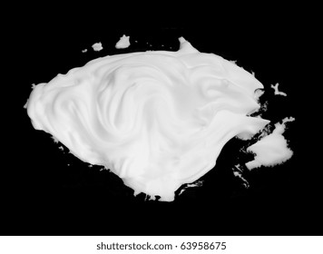 White Shaving Cream Stain, Isolated On Black Background