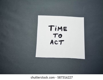 White sheet with time to act text on a gray background