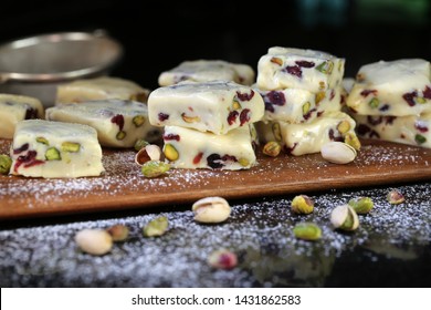 White Shekold Fudge With Nuts And Cranberries