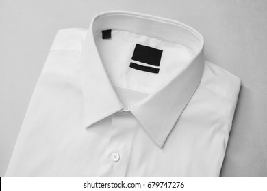 White Shirt Close-up With Blank Label, Isolated