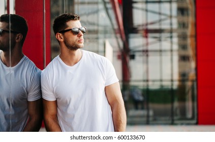 White Shirt Mock Up On A Man For Your Logo