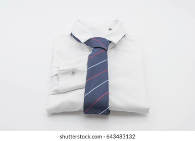 White Shirt With Necktie On White Background