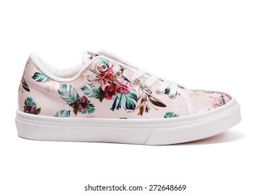 White Shoe Laces Floral Pattern Isolated Stock Photo 272648669 ...