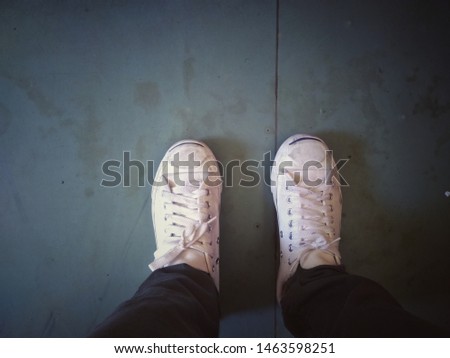 White shoes and gray background