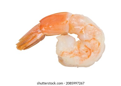 White Shrimp Cooked Peeled Isolated On A White Background