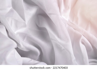 White Silk Or Satin Luxury Cloth Texture Background, Smooth Elegant Fabric Bed Sheet Texture