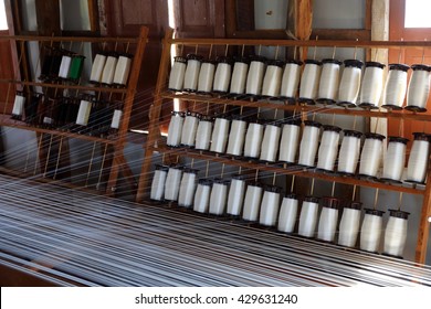 White silk thread on the weaving tool, Inle lake, Myanmar (Burma) - Shutterstock ID 429631240