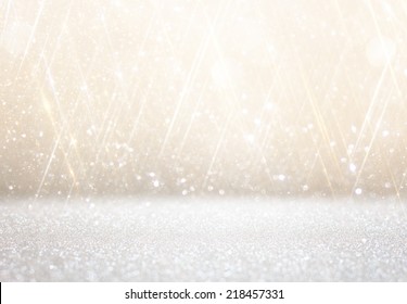 white and silver abstract bokeh lights. defocused background 
