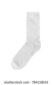 White Single Cotton Sock Isolated On White Background