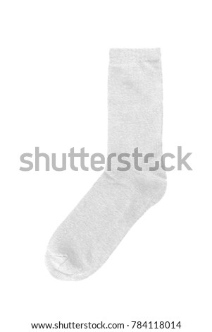 white single cotton sock isolated on white background