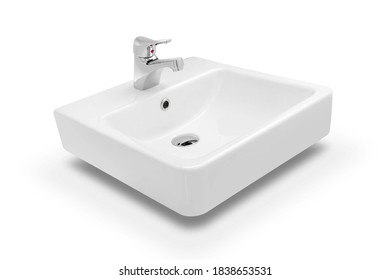 white sink and faucet isolated on white background - Shutterstock ID 1838653531