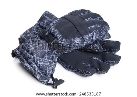 White ski gloves, with clipping path isolated