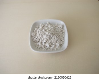 White Slurry Chalk Powder For Peeling Or Mask On A Wooden Board