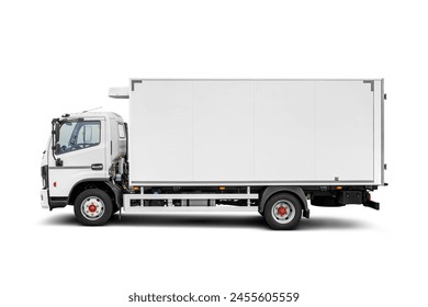 White small clean delivery truck ready for your design isolated on white background.