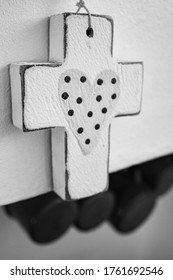 White Small Wooden Cross With Heart