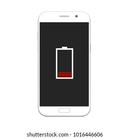 White Smart Phone Low Battery Screen Stock Photo 1016446606 