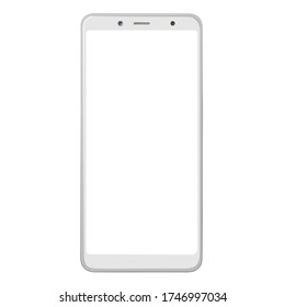 White Smartphone, Isolated On White Background