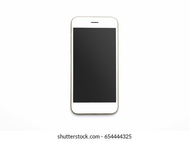White smartphone, isolated on a white background - Shutterstock ID 654444325