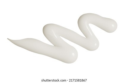 White Smear Stroke Of Squeezed Cosmetic Cream Isolated On White Background. Texture Of Cream Stroke On White Background