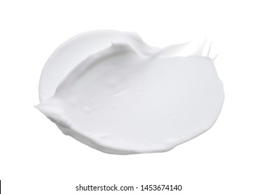 White Smear And Texture Made With Face Clay Or Cream Isolated On White Background.