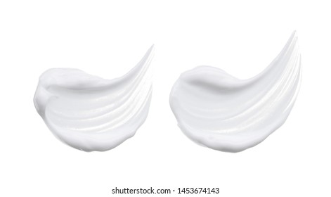 White Smear And Texture Made With Face Clay Or Cream Isolated On White Background.