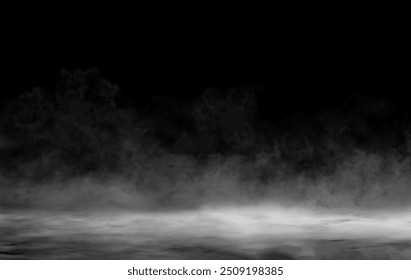 White smoke or clouds isolated on black background, mist or fog on black 
