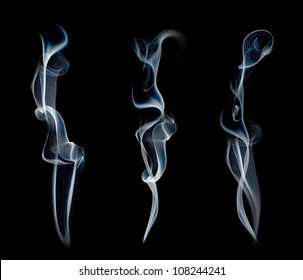 White smoke collection on black background