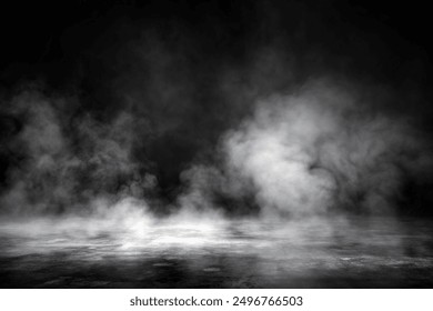 White smoke or fog flowing across the floor creates a mysterious and ethereal atmosphere. This effect is perfect for enhancing the ambiance of theatrical productions, photo shoots, or special events