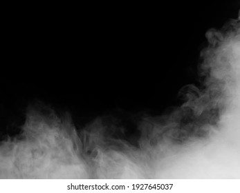 White Smoke Or Fog Isolated On Black Background.