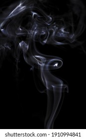 White smoke group motion shapes isolated on black background