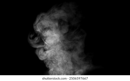 La Imagen de humo blanca se convierte en vapor sobre un fondo negro 