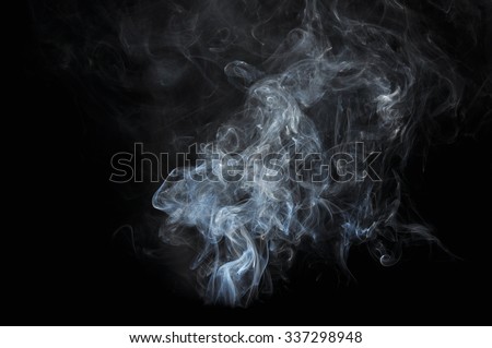 white smoke on black background, B&W, Movement of smoke