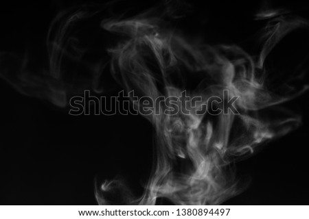 white smoke overlay effect on solid super black background. Nature motion smoky steam wave abstract environment pollution, cloud, cigarette, gas, dry ice, chemistry, factory and ghost concept